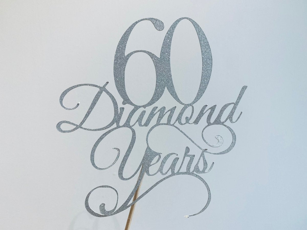 Digital Diamond 60th wedding anniversary cake topper - Resplendent Aurora