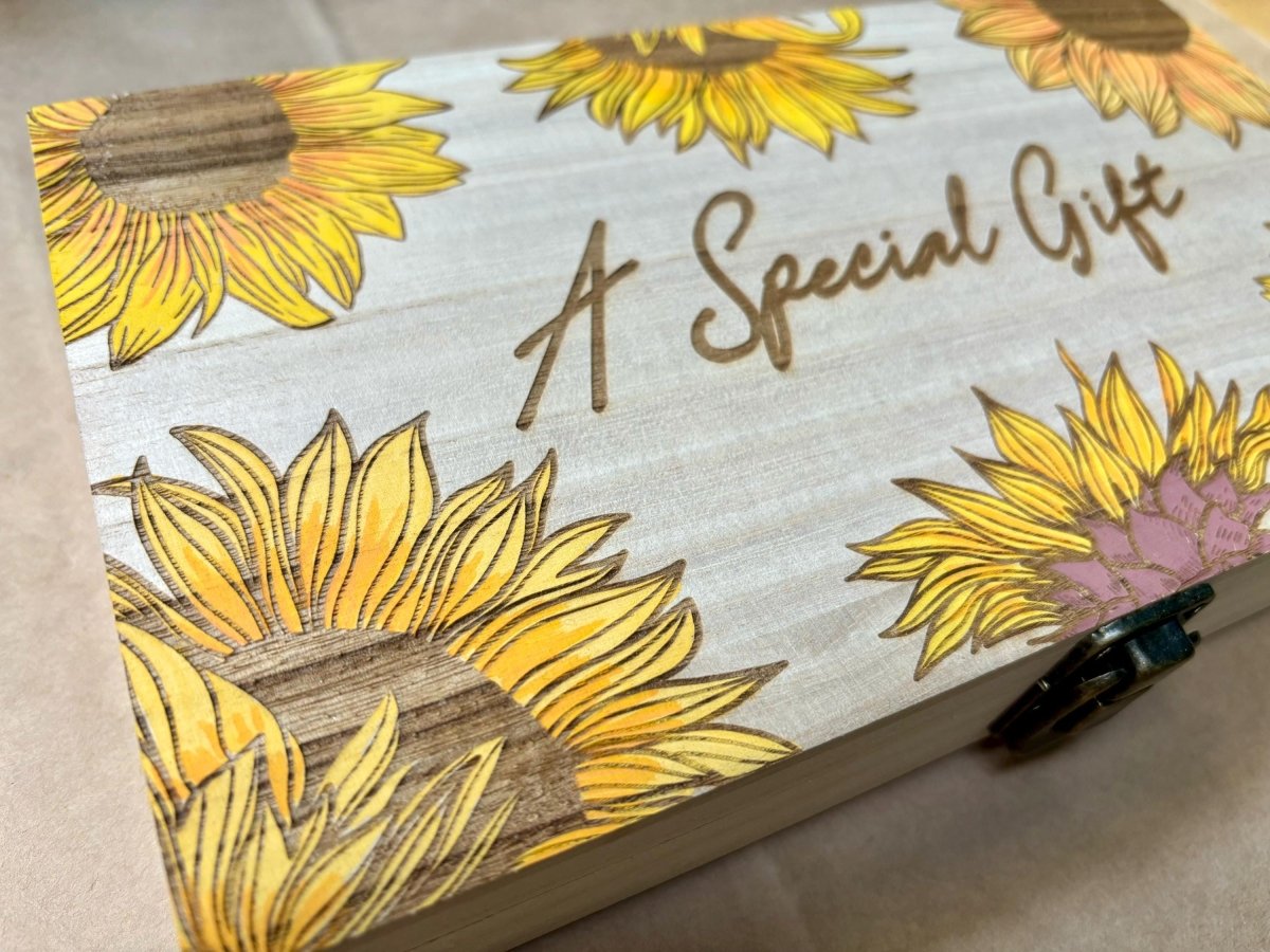 Paint Your Own Wooden Gift Box with Engraved Personalised Message - Resplendent Aurora