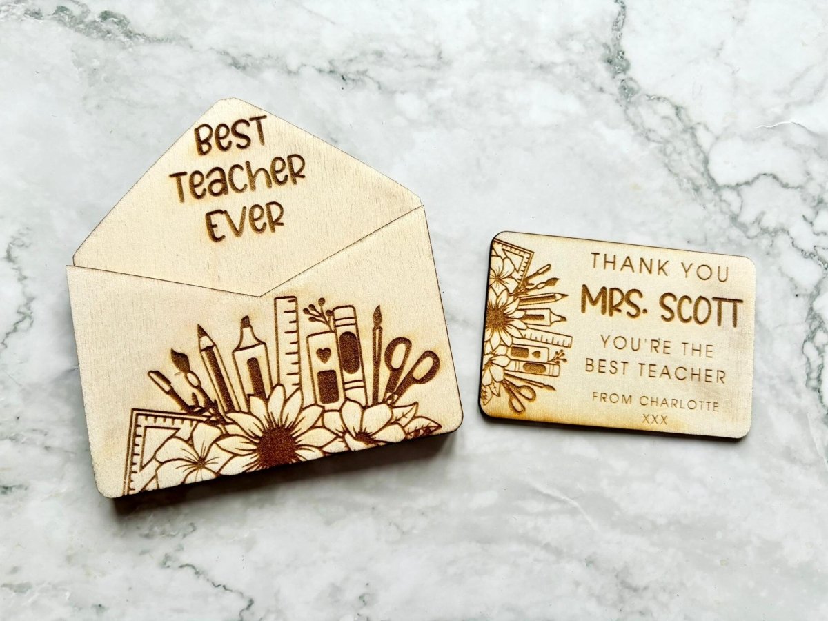 Personalised Best Teacher Ever Envelope Gift Card Holder - Resplendent Aurora