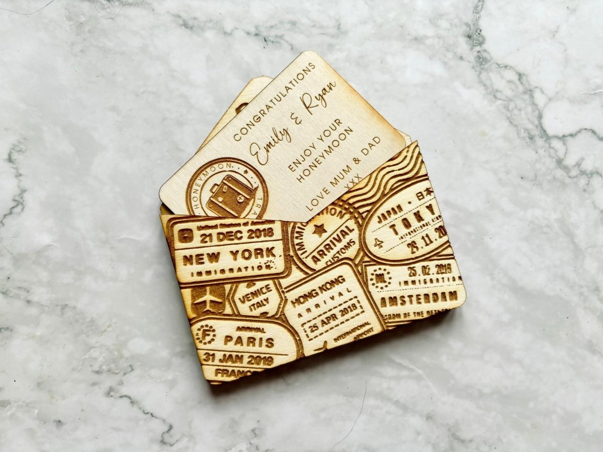 Personalised Bon Voyage Travel Envelope Gift Card Holder - Resplendent Aurora