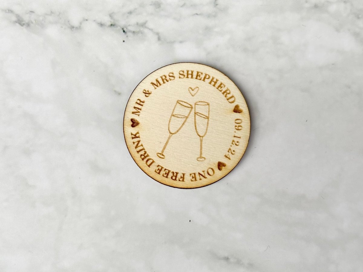 Personalised Wedding Day Drinks Tokens - Resplendent Aurora