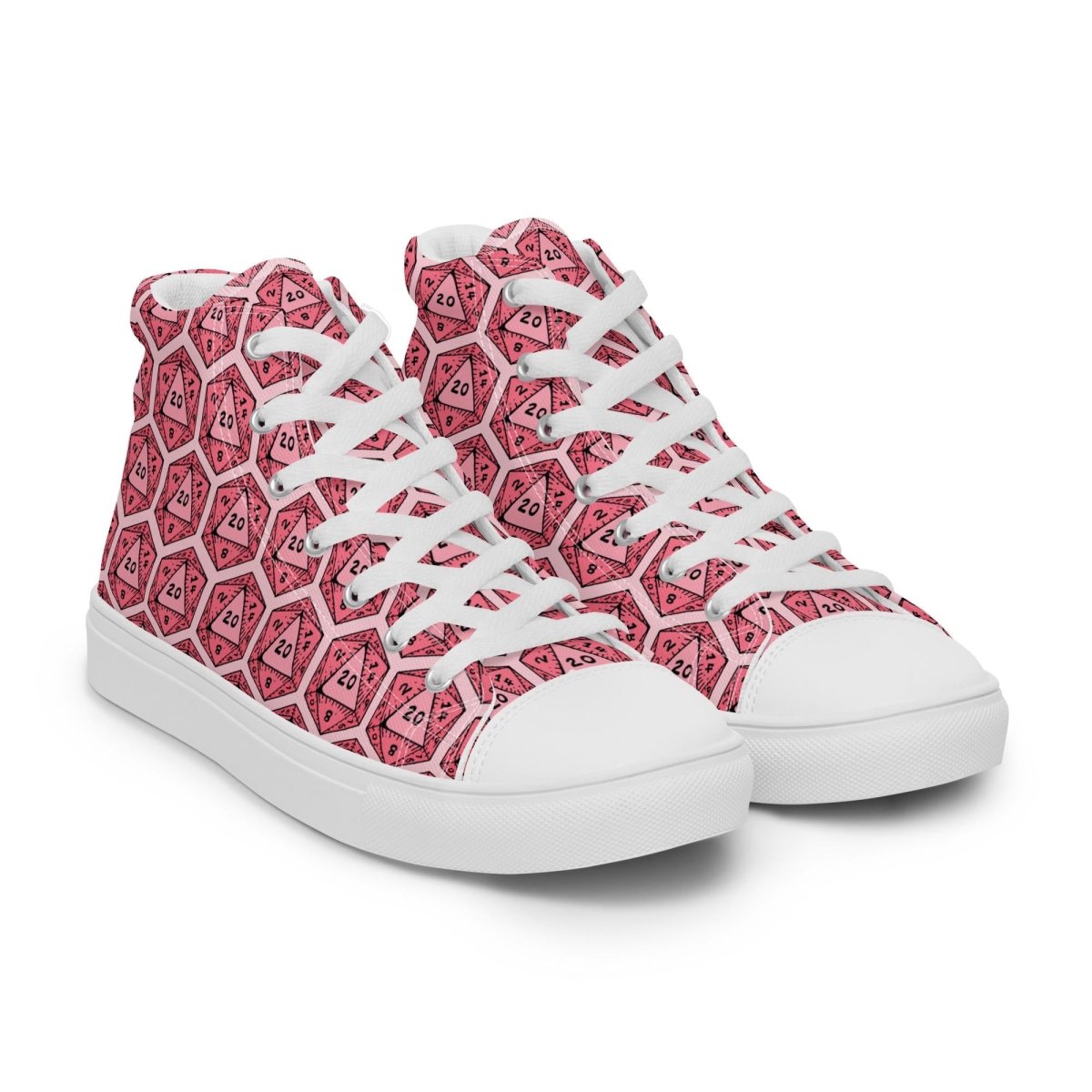 Red D20 Dice High Top Sneakers | Tabletop RPG Dice Pattern - Resplendent Aurora