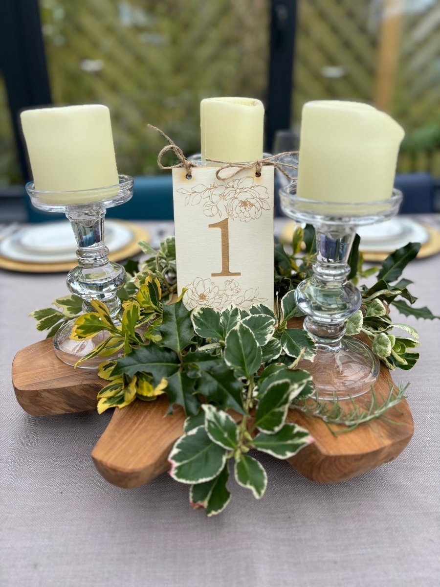 Wedding Table Number Signs with Peonies - Resplendent Aurora
