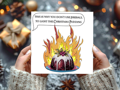 This is why you don't use Fireball to light the Christmas Pudding DnD Xmas Card - Resplendent Aurora