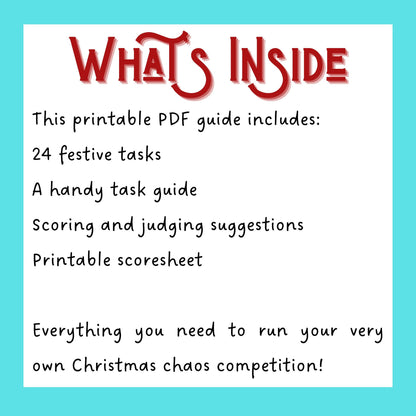 Printable Christmas Task Advent Calendar for Family, Friends or Co-Workers | PDF Download - Resplendent Aurora