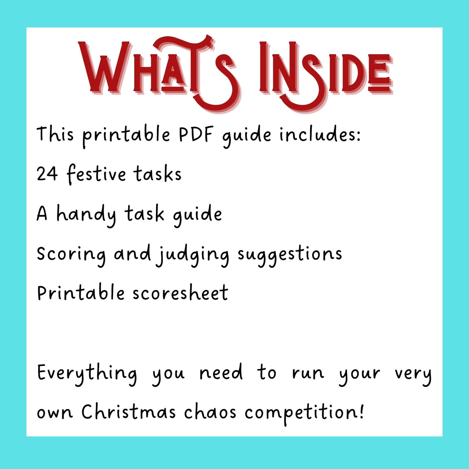 Printable Christmas Task Advent Calendar for Family, Friends or Co-Workers | PDF Download - Resplendent Aurora