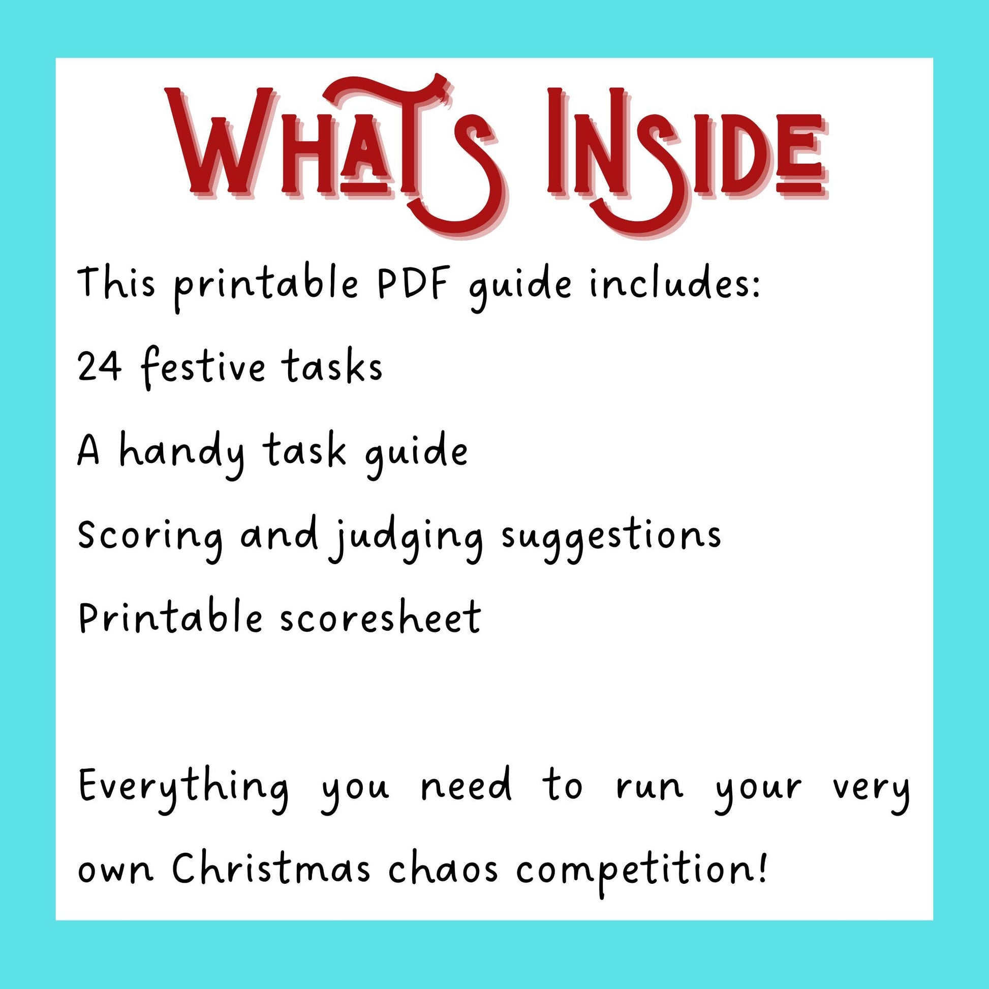 Printable Christmas Task Advent Calendar for Family, Friends or Co-Workers | PDF Download - Resplendent Aurora