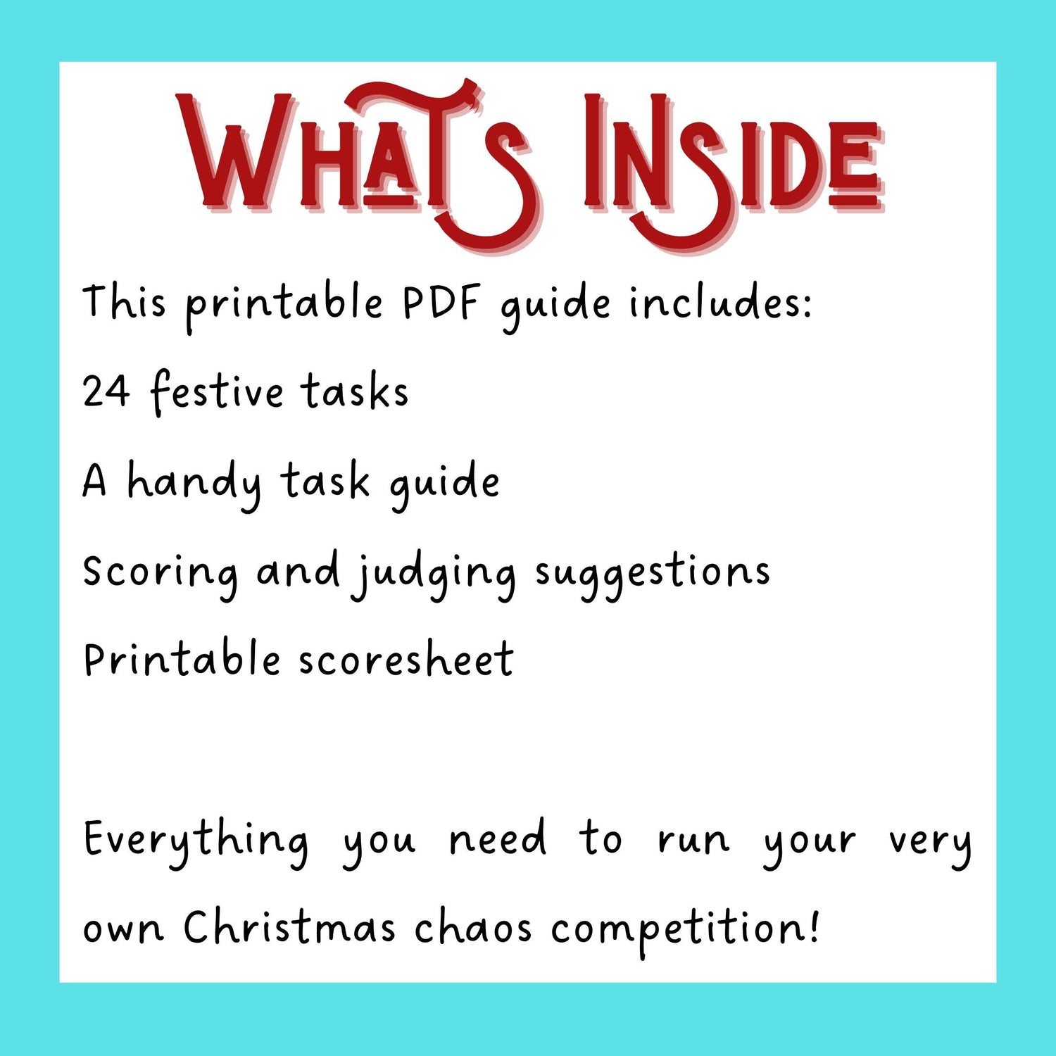 Printable Christmas Task Advent Calendar for Family, Friends or Co-Workers | PDF Download - Resplendent Aurora