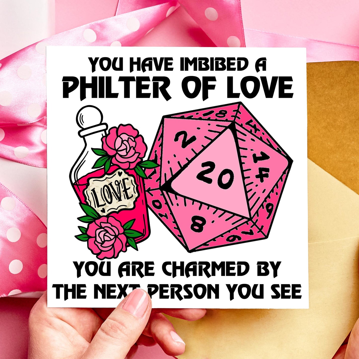 Philter of Love DnD Valentines or Anniversary Card: Potion Critical Success - Resplendent Aurora