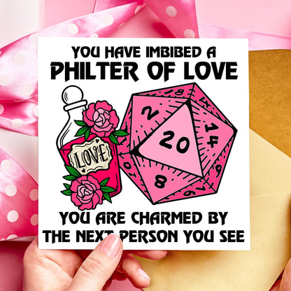 Philter of Love DnD Valentines or Anniversary Card: Potion Critical Success - Resplendent Aurora