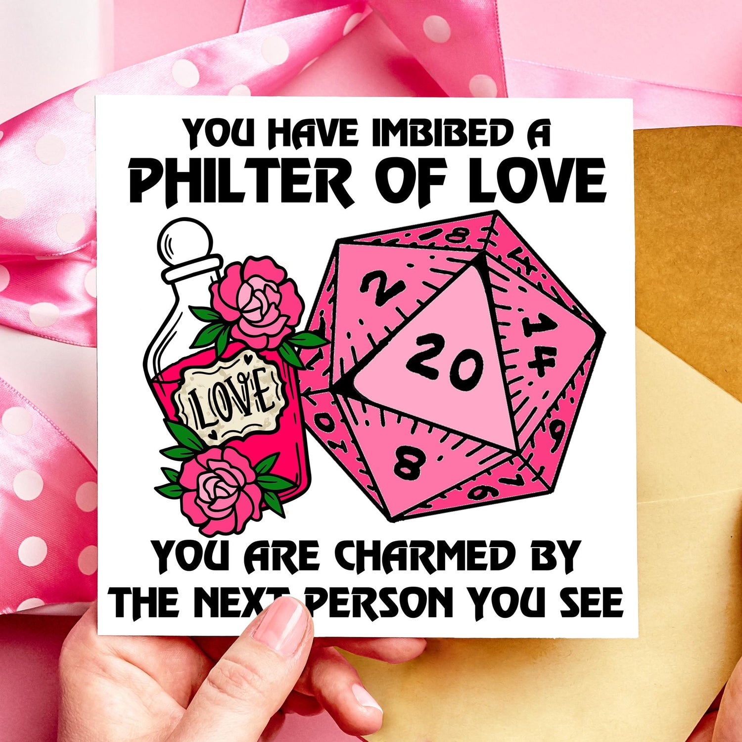 Philter of Love DnD Valentines or Anniversary Card: Potion Critical Success - Resplendent Aurora