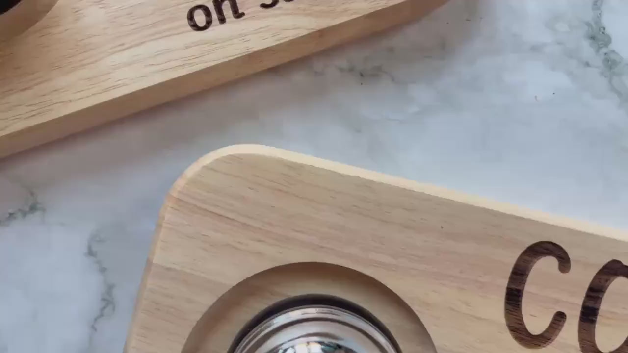 Personalised Hug Bell Stand | Ring for a Hug Wooden Bamboo Bell Holder