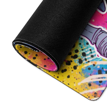 Barbarian Girl Desk Mat | Pink Graffiti Extended Gaming Mouse Pad - Resplendent Aurora