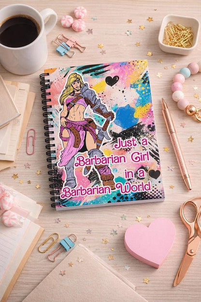 Barbarian Notebook , Graffiti Dungeons and Dragons Journal , Spiral Bound A5 Notebook - Resplendent Aurora