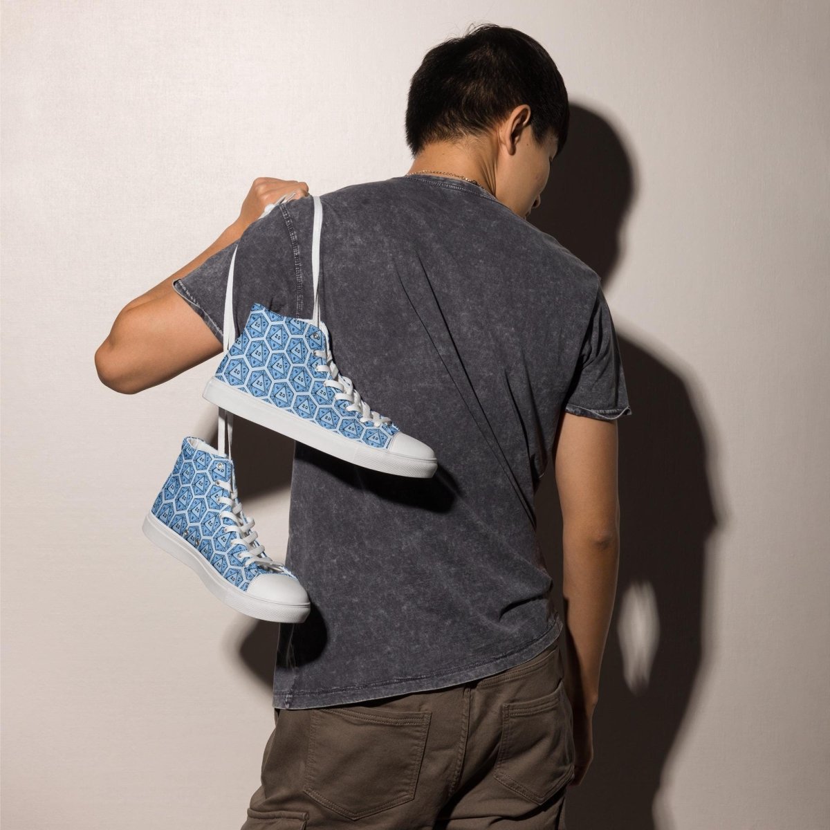 Blue D20 Dice High Top Sneakers | Tabletop RPG Shoes - Resplendent Aurora