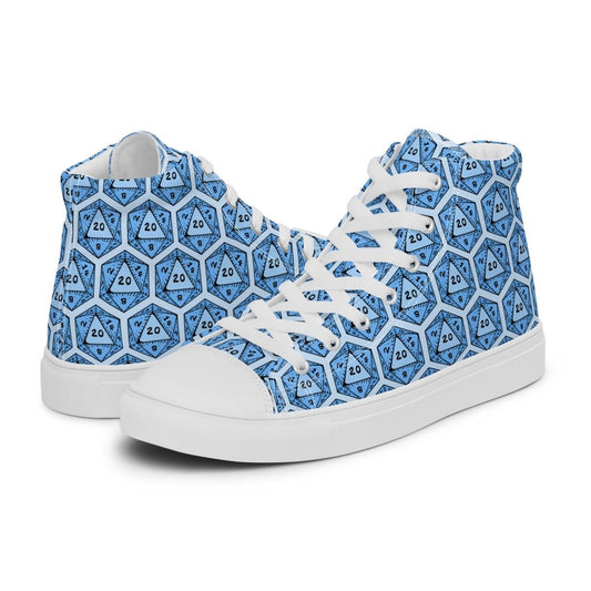 Blue D20 Dice High Top Sneakers | Tabletop RPG Shoes - Resplendent Aurora