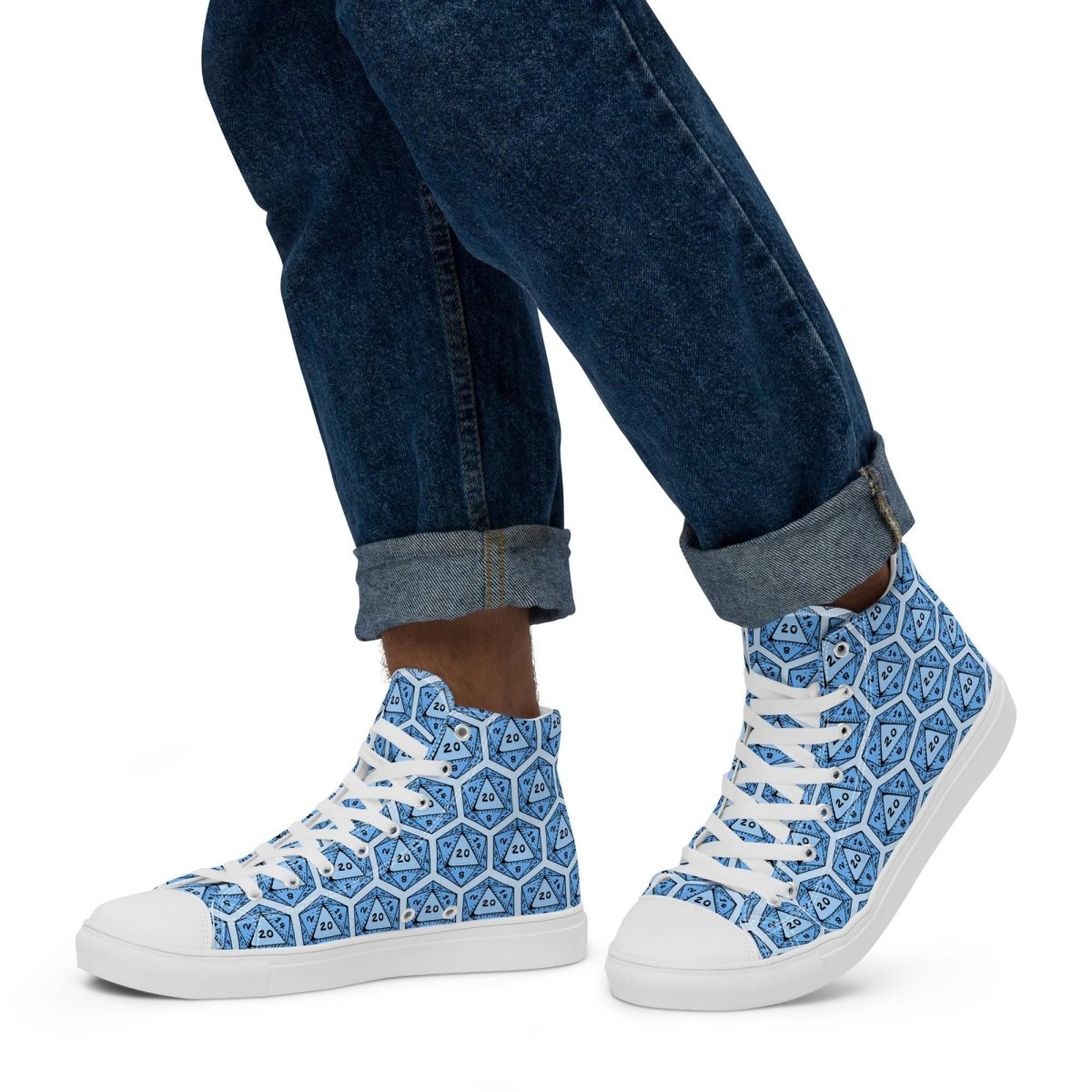 Blue D20 Dice High Top Sneakers | Tabletop RPG Shoes - Resplendent Aurora
