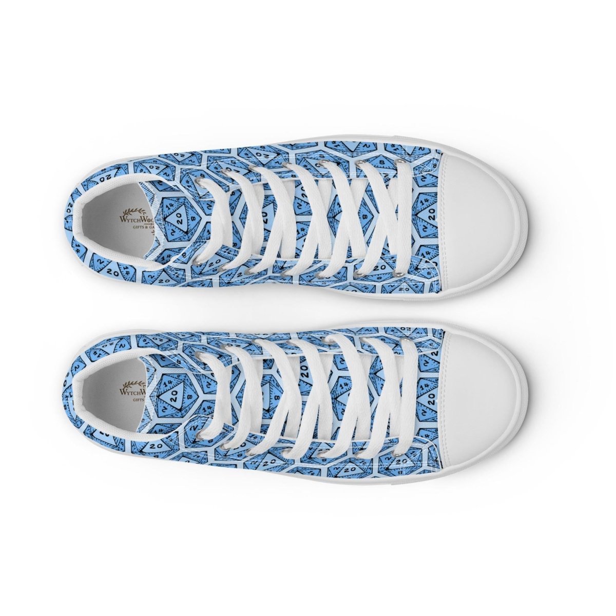 Blue D20 Dice High Top Sneakers | Tabletop RPG Shoes - Resplendent Aurora