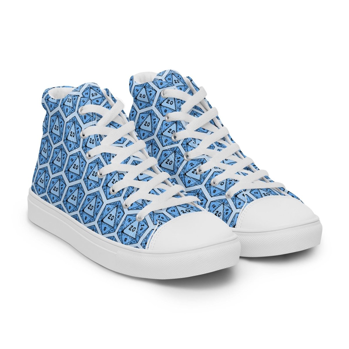 Blue D20 Dice High Top Sneakers | Tabletop RPG Shoes - Resplendent Aurora