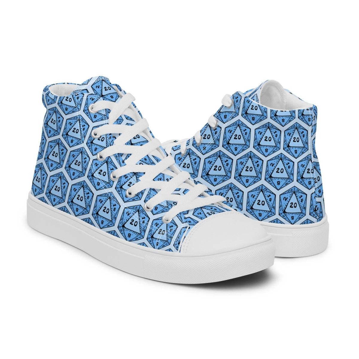 Blue D20 Dice High Top Sneakers | Tabletop RPG Shoes - Resplendent Aurora