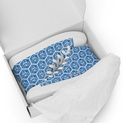 Blue D20 Dice High Top Sneakers | Tabletop RPG Shoes - Resplendent Aurora