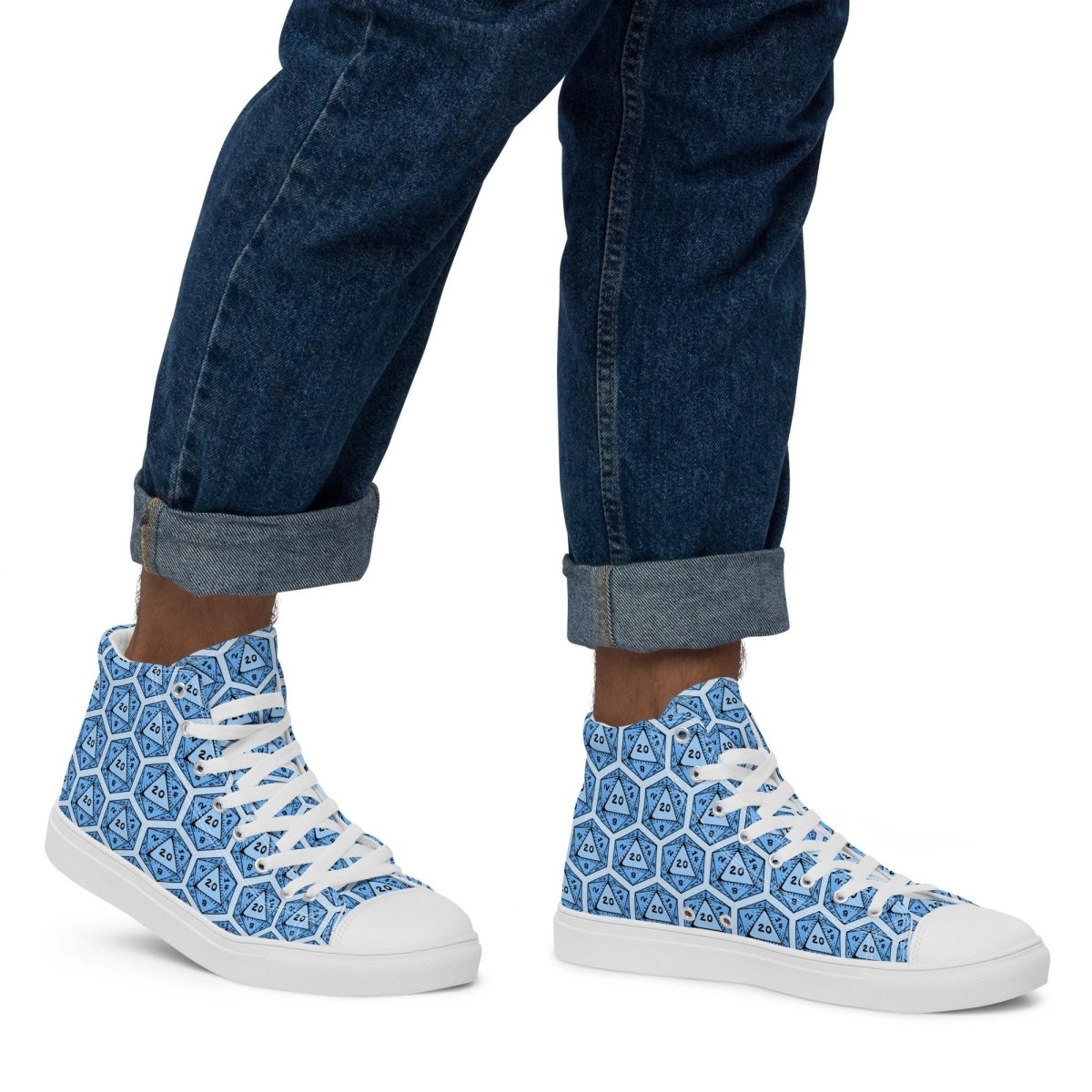 Blue D20 Dice High Top Sneakers | Tabletop RPG Shoes - Resplendent Aurora