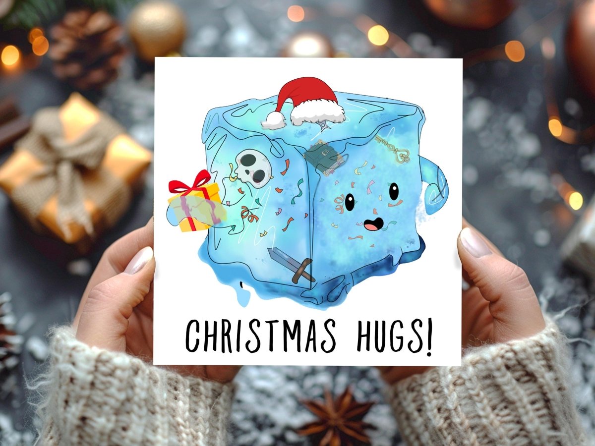 Christmas Hugs Slime Monster DnD Christmas Card - Resplendent Aurora