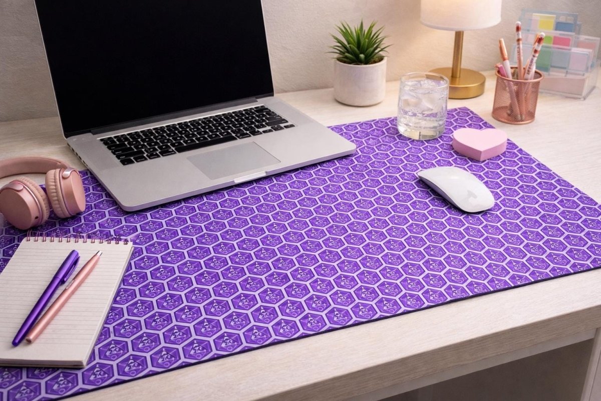 Colourful DnD Polyhedral Dice Desk Mat | Critical Hit Gaming Mouse Pad | Multiple Colours - Resplendent Aurora