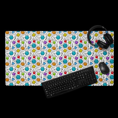 Colourful DnD Polyhedral Dice Desk Mat | RPG Tabletop Gaming Mouse Pad - Resplendent Aurora
