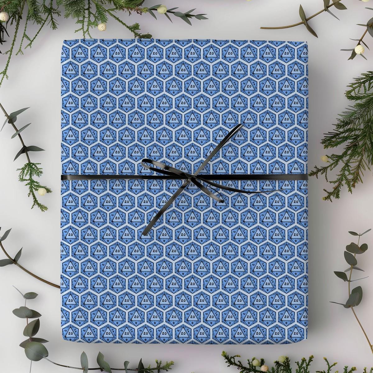 Colourful DnD Wrapping Paper | RPG Tabletop Gamer Gift Wrap | D20 Fantasy Birthday Paper - Resplendent Aurora