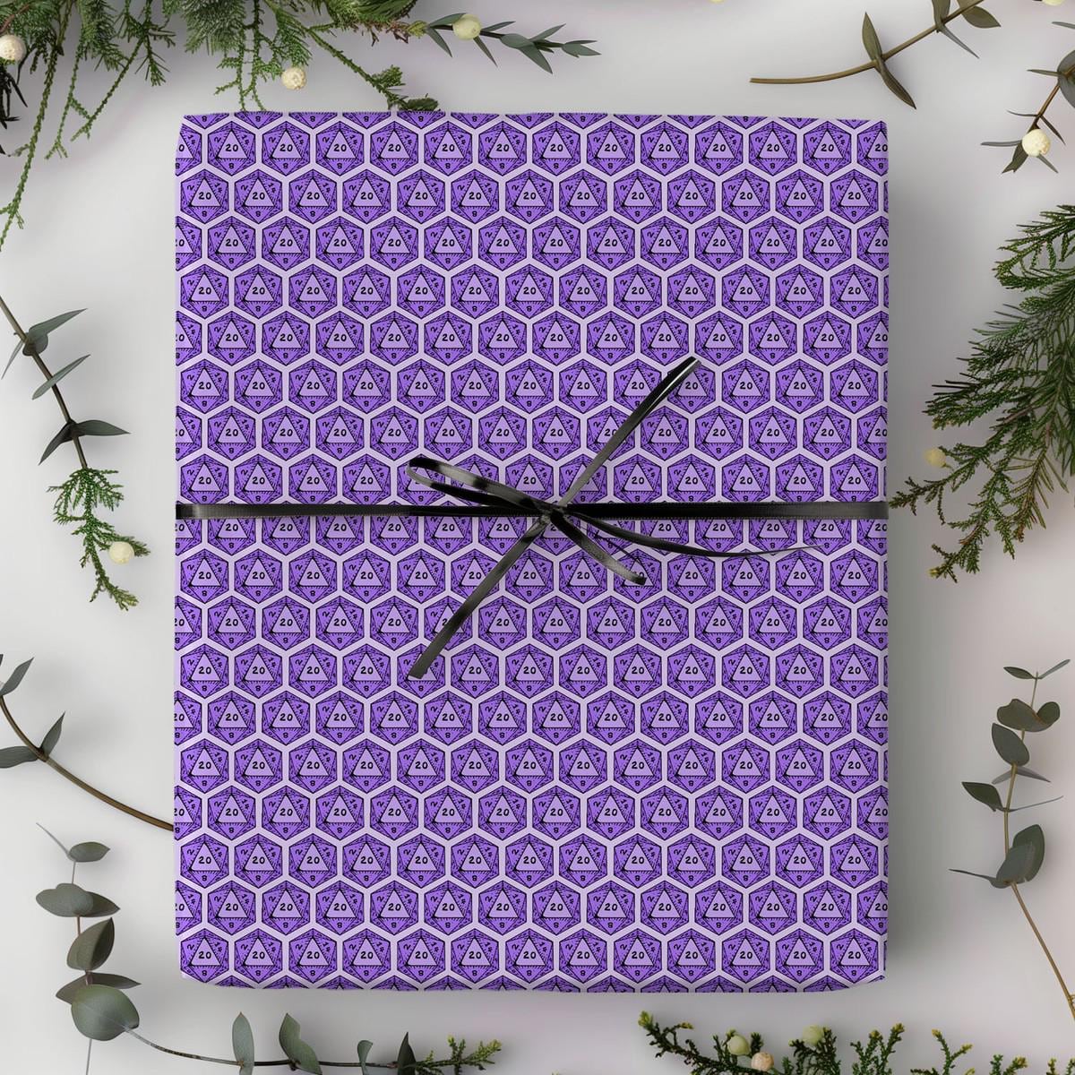 Colourful DnD Wrapping Paper | RPG Tabletop Gamer Gift Wrap | D20 Fantasy Birthday Paper - Resplendent Aurora