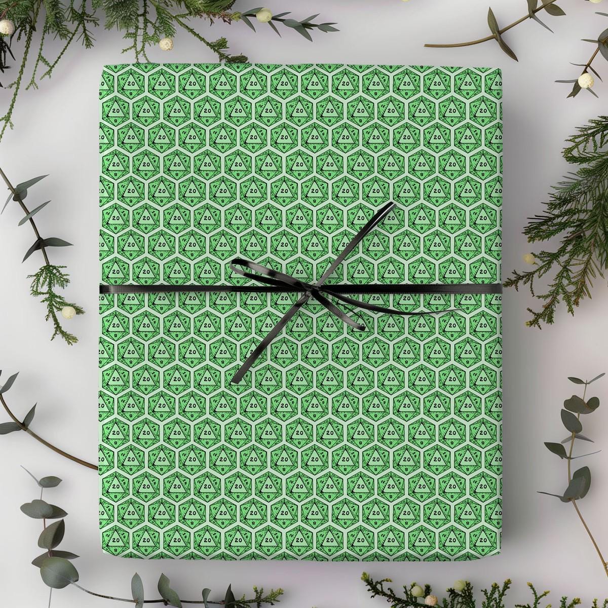 Colourful DnD Wrapping Paper | RPG Tabletop Gamer Gift Wrap | D20 Fantasy Birthday Paper - Resplendent Aurora