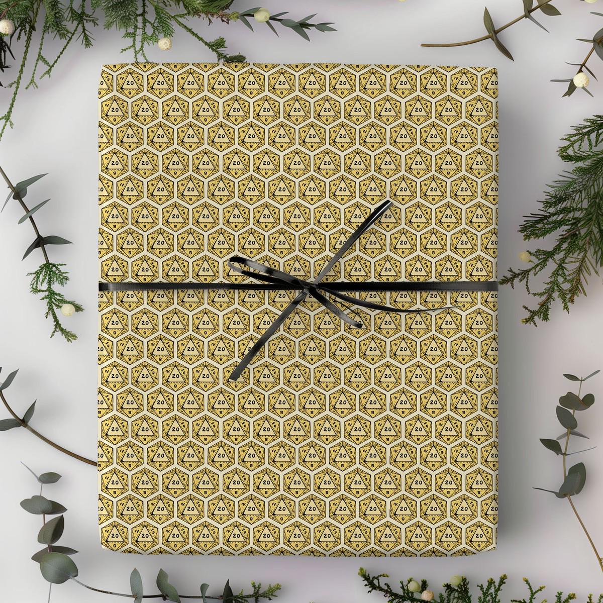 Colourful DnD Wrapping Paper | RPG Tabletop Gamer Gift Wrap | D20 Fantasy Birthday Paper - Resplendent Aurora