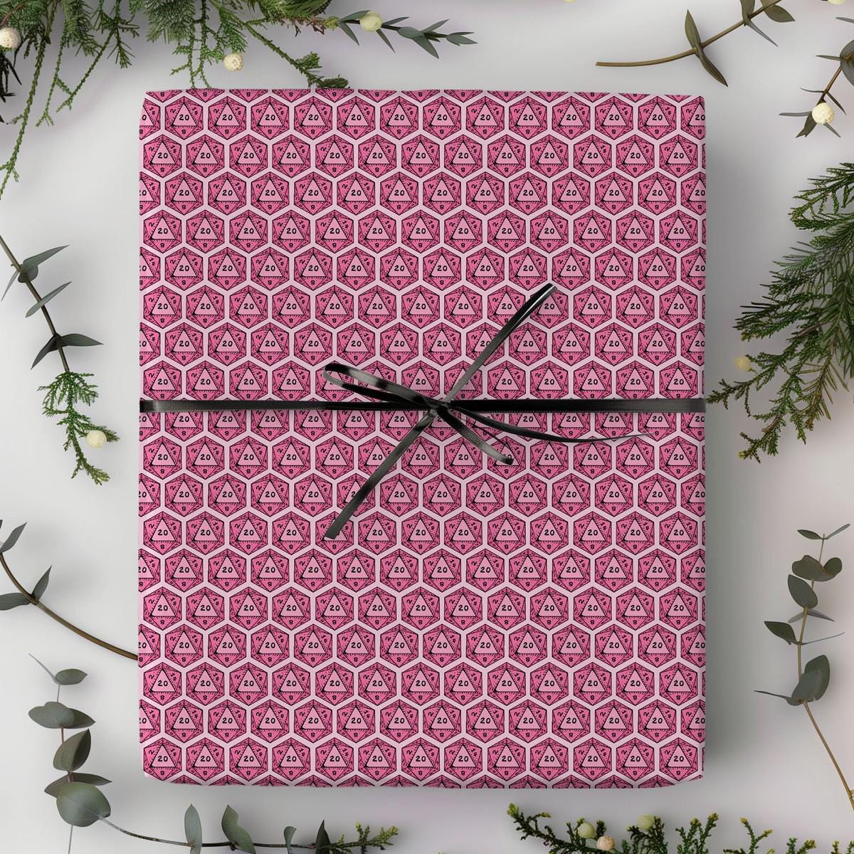 Colourful DnD Wrapping Paper | RPG Tabletop Gamer Gift Wrap | D20 Fantasy Birthday Paper - Resplendent Aurora