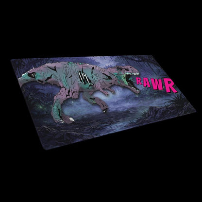 Comic Book Zombie T - Rex Gaming Desk Mat – Horror DnD RPG Desk Setup - Resplendent Aurora