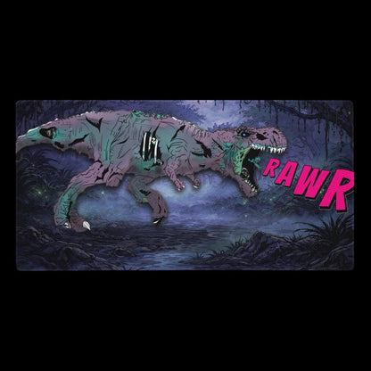 Comic Book Zombie T - Rex Gaming Desk Mat – Horror DnD RPG Desk Setup - Resplendent Aurora