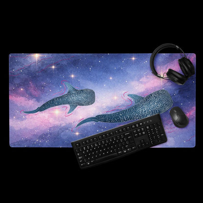 Cosmic Whale Shark Desk Mat – XXL Galaxy Gaming Pad - Resplendent Aurora