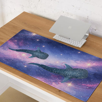 Cosmic Whale Shark Desk Mat – XXL Galaxy Gaming Pad - Resplendent Aurora