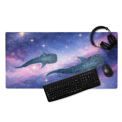 Cosmic Whale Shark Desk Mat – XXL Galaxy Gaming Pad - Resplendent Aurora