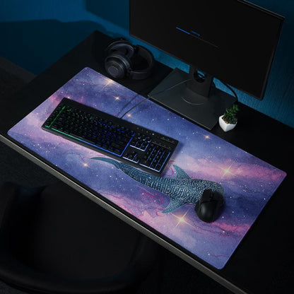 Cosmic Whale Shark Desk Mat – XXL Galaxy Gaming Pad - Resplendent Aurora