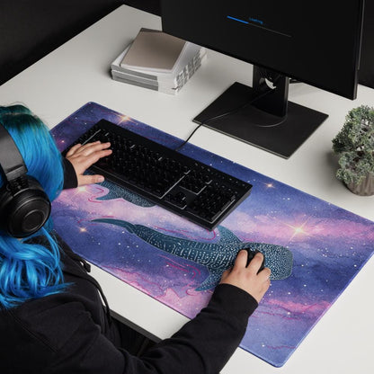 Cosmic Whale Shark Desk Mat – XXL Galaxy Gaming Pad - Resplendent Aurora