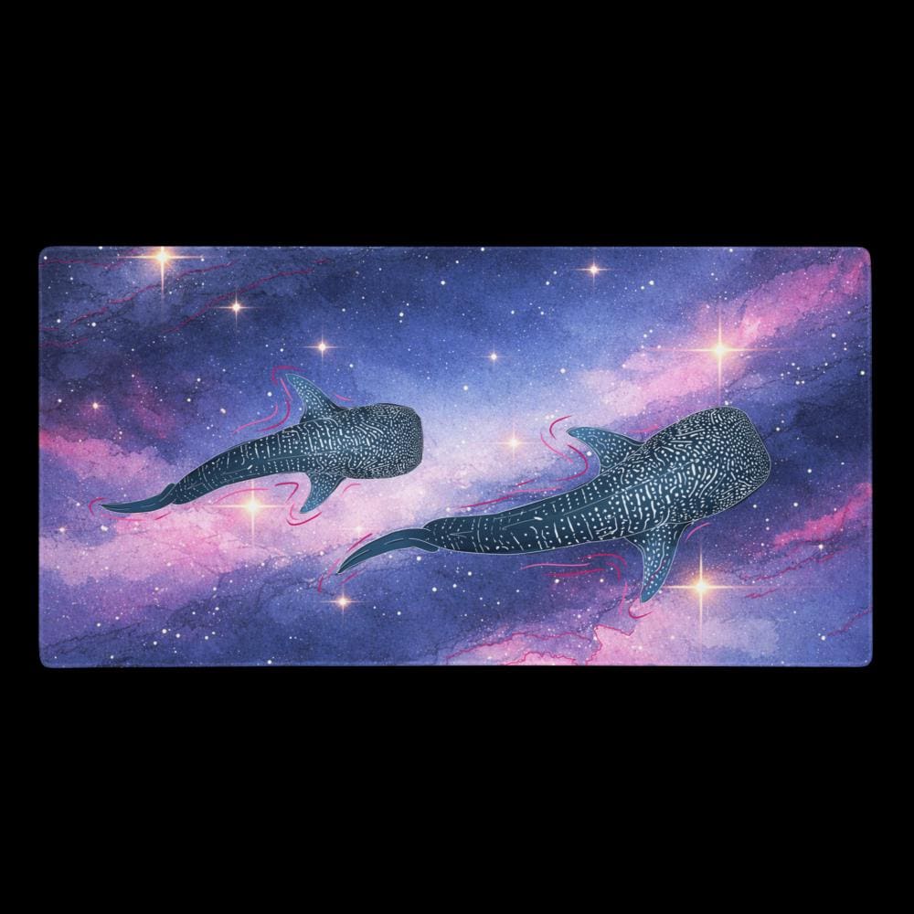 Cosmic Whale Shark Desk Mat – XXL Galaxy Gaming Pad - Resplendent Aurora