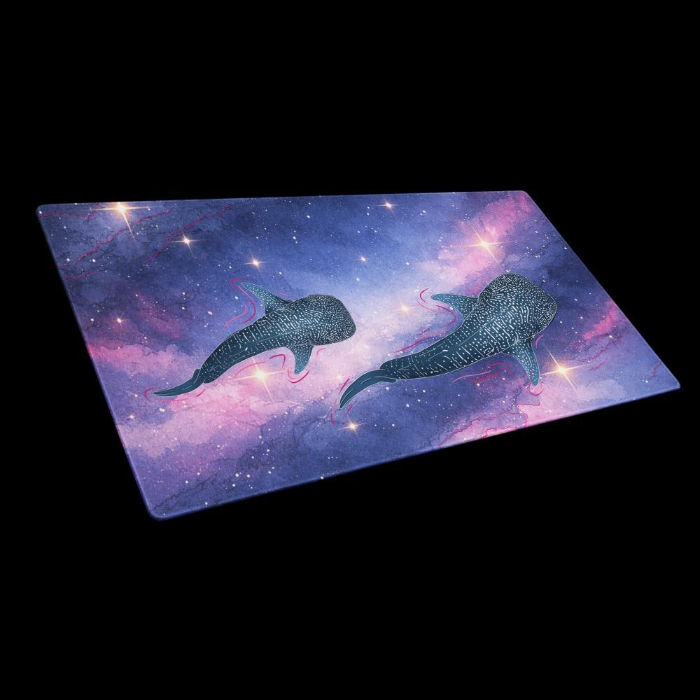 Cosmic Whale Shark Desk Mat – XXL Galaxy Gaming Pad - Resplendent Aurora