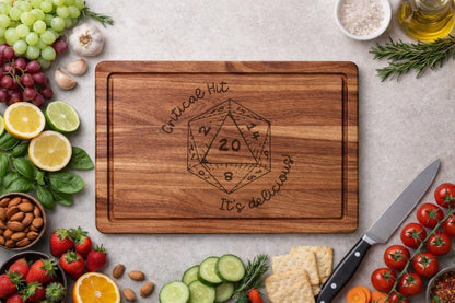Critical Hit It’s Delicious Wooden Chopping Board - Resplendent Aurora