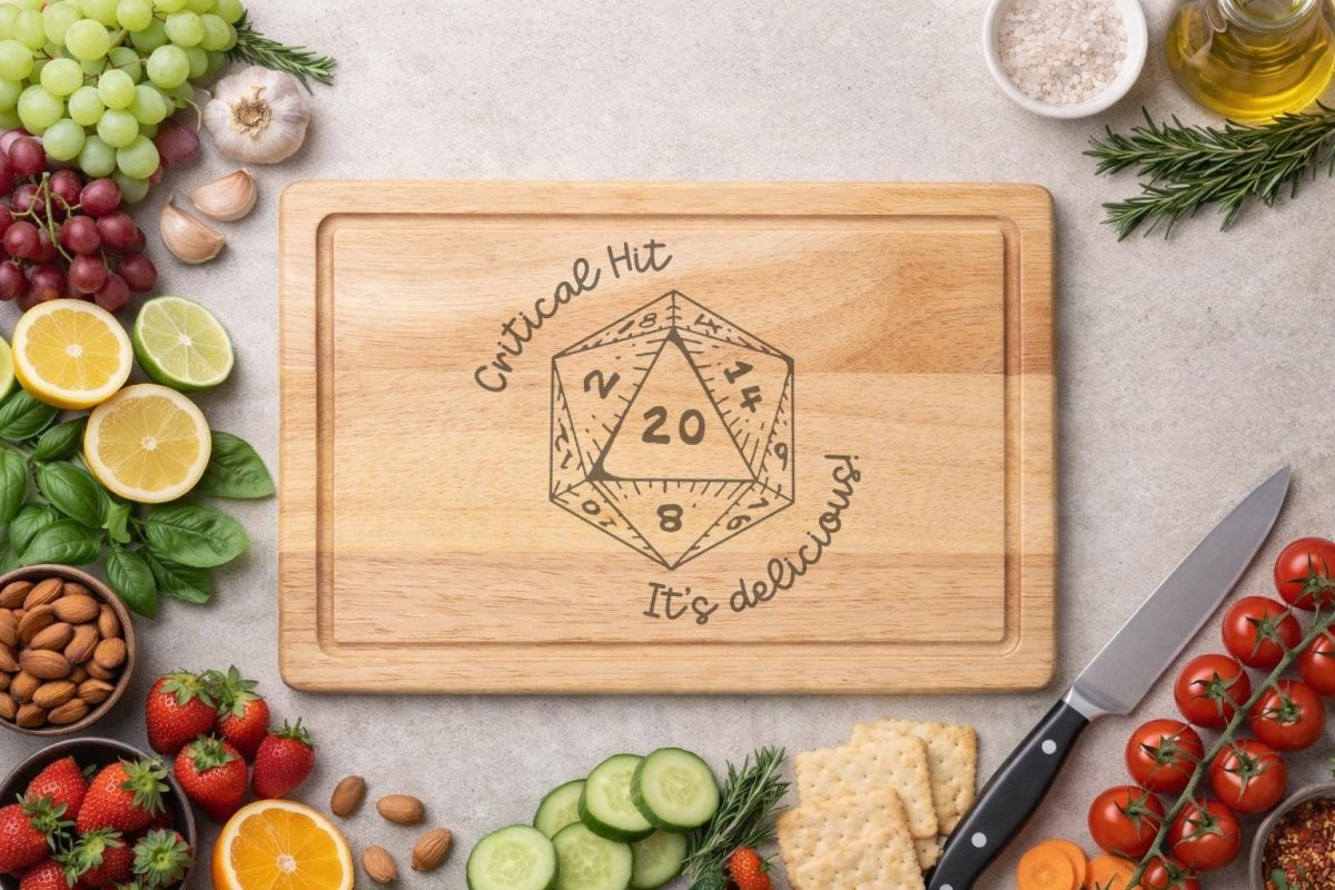 Critical Hit It’s Delicious Wooden Chopping Board - Resplendent Aurora