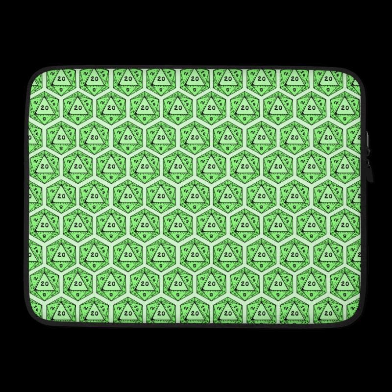 D20 Dice Laptop Sleeve | RPG Gamer Neoprene Case - Resplendent Aurora