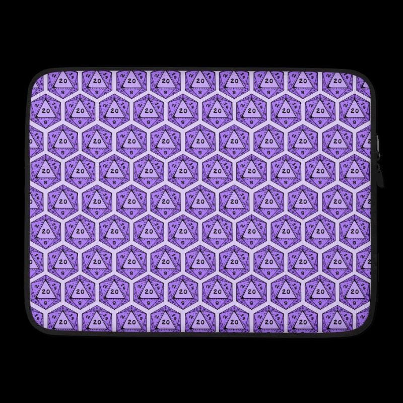 D20 Dice Laptop Sleeve | RPG Gamer Neoprene Case - Resplendent Aurora