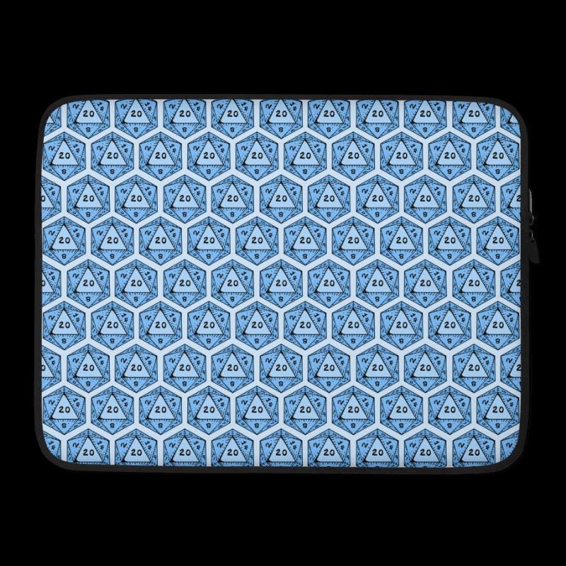 D20 Dice Laptop Sleeve | RPG Gamer Neoprene Case - Resplendent Aurora