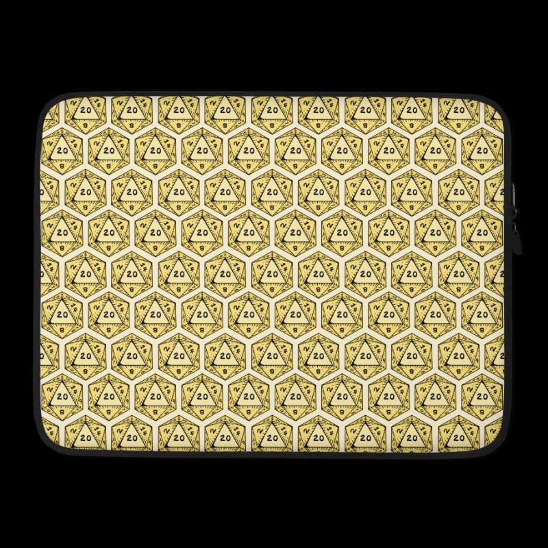 D20 Dice Laptop Sleeve | RPG Gamer Neoprene Case - Resplendent Aurora
