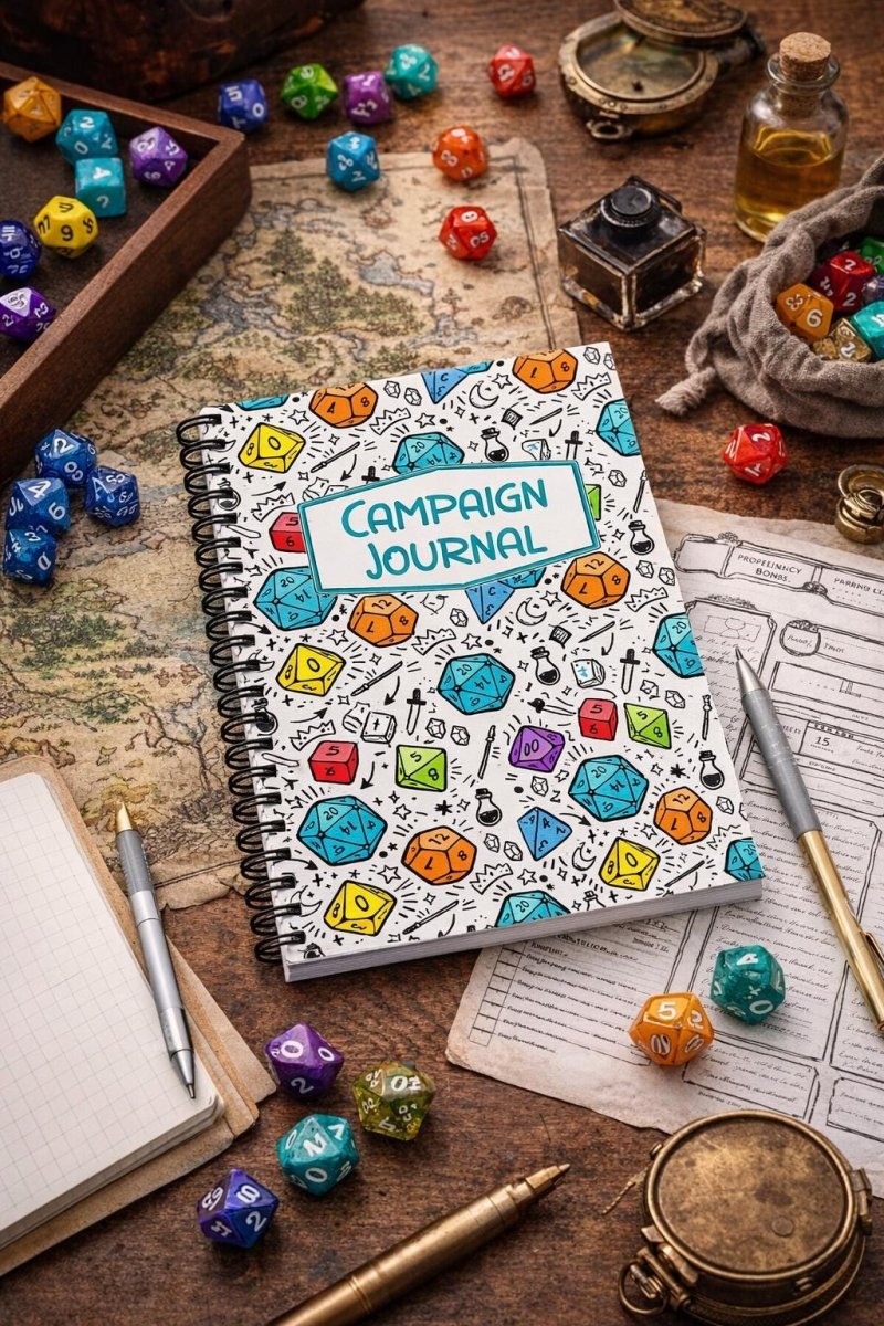 DnD Campaign Journal | Dice Pattern RPG Notebook - Resplendent Aurora
